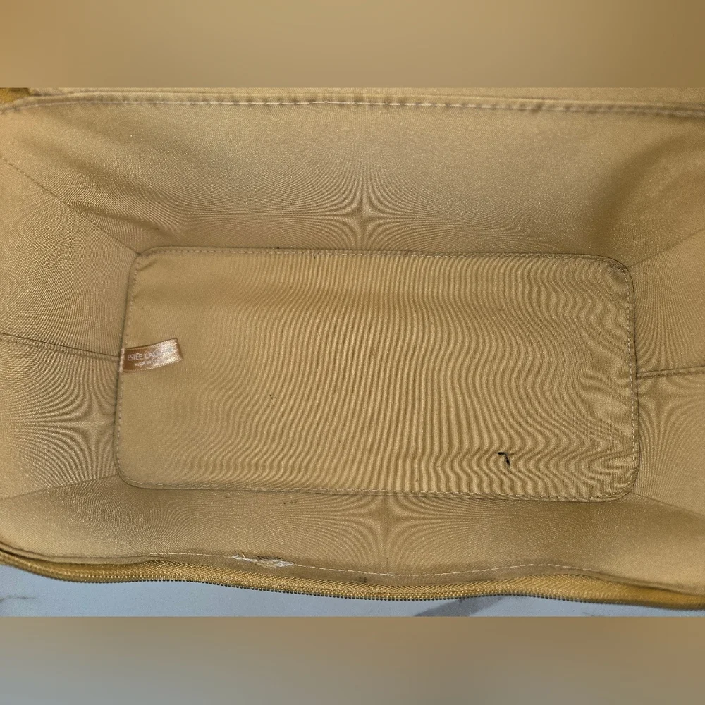 Estee Lauder	Estee Lauder Yellow Vintage Pebbled Leather Cosmetic Travel Set